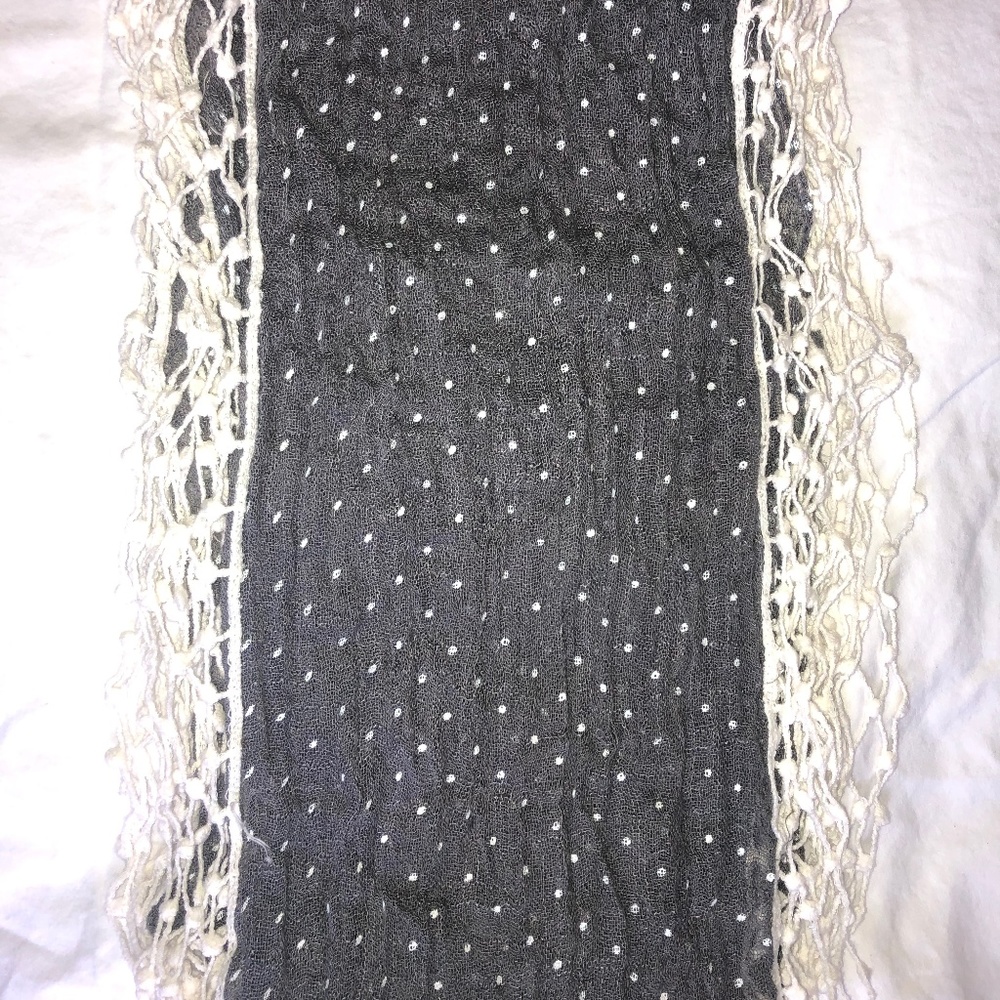 Skinny Scarf with Polka Dots and Fun Fringe!